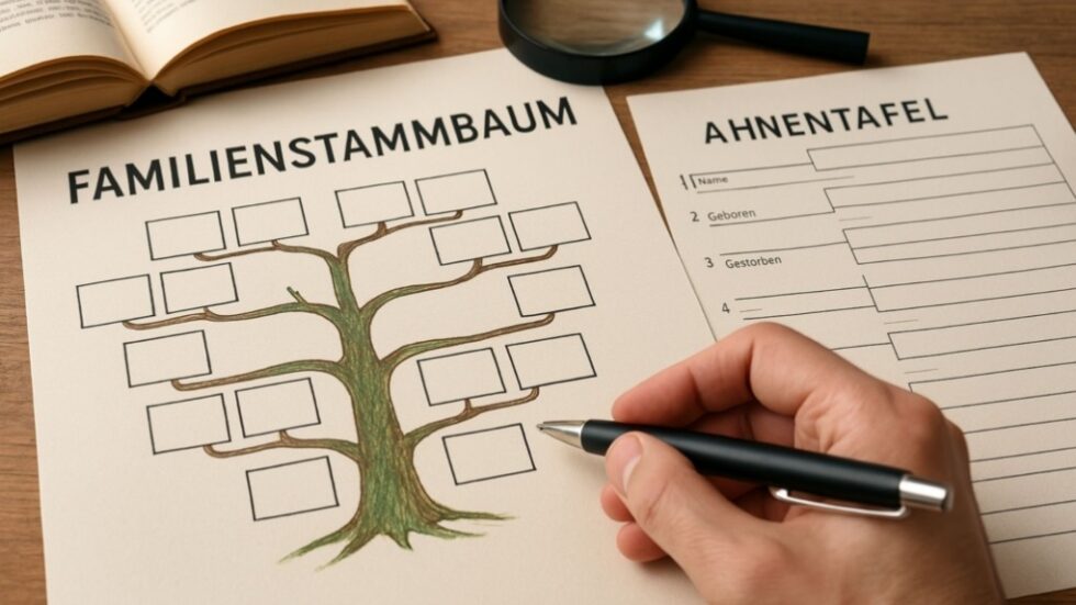 Finden Sie Ihre Vorfahren in 7 Schritten: Von ersten Dokumenten bis zu DNA-Tests – so erstellen Sie Ihren Stammbaum sicher, fundiert und digital unterstützt.
