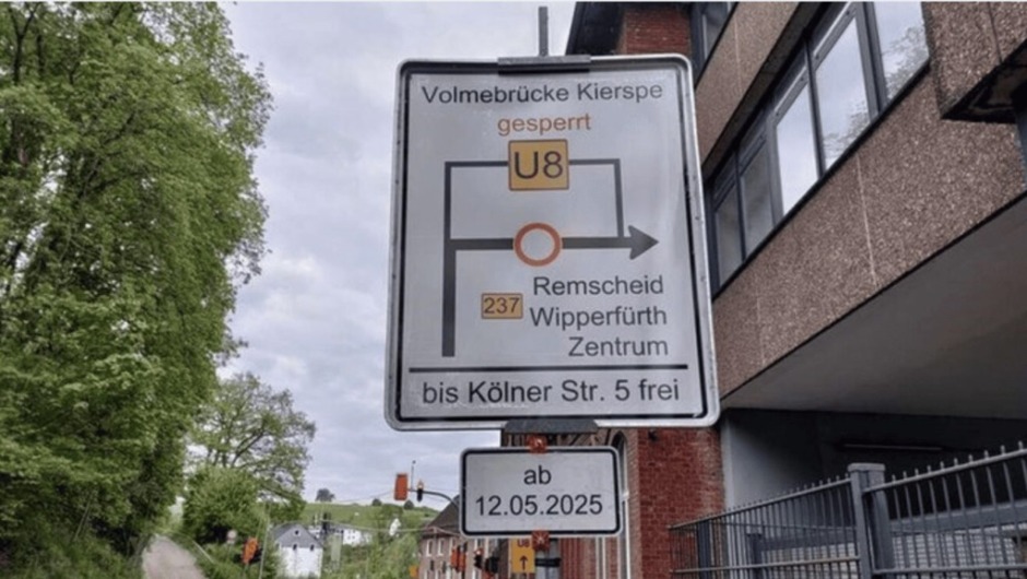 Ab 12. Mai 2025 wird die B237 in Kierspe wegen eines Brückenneubaus vollständig gesperrt. Pendler müssen mit erheblichen Einschränkungen, langen Staus und Änderungen im Busverkehr rechnen.