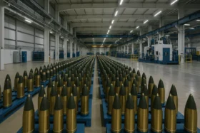 Rheinmetall eröffnet in Unterlüß die größte Munitionsfabrik Europas. 500 Mio. Euro Investition, 500 Jobs, 350.000 Granaten jährlich ab 2027.