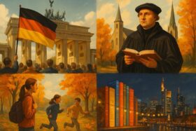 Oktober 2025 in Deutschland: Tag der Deutschen Einheit, Reformationstag, Herbstferien in allen Bundesländern sowie Festivals wie Buchmesse, Oktoberfest und Lichterfest.