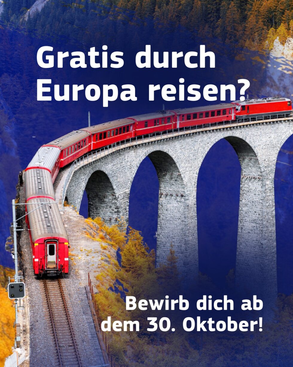 DiscoverEU feiert 40 Jahre Schengen: Europa verschenkt 40 000 DiscoverEU-Pässe für kostenlose Zugreisen durch Europa. Bewerbung ab 30. Oktober 2025.