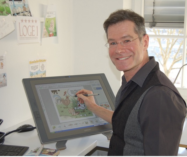 Cartoonist Andreas Brandt alias Sebby entlarvt in seiner Serie „Neue Zeiten“ den Trend-Stress und die Schnelllebigkeit mit feinem Humor, Gesellschaftskritik und Stil.