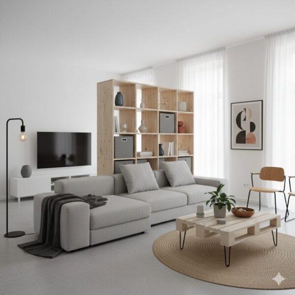 Deutsch Einrichten: Entdecken Sie 5 günstige und effektive Tipps, um Ihre Wohnung im Bauhaus-Stil und skandinavischen Minimalismus zu dekorieren. Fokus auf Licht, Ordnung und Naturmaterialien.