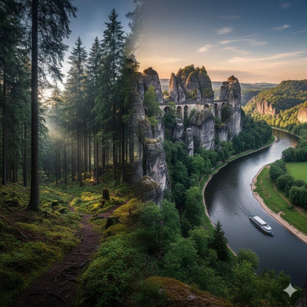 Entdecken Sie Schwarzwald, Sächsische Schweiz & Elbsandsteingebirge mit Wanderungen, Radwegen, Wasserfällen, Höhlen und historischen Burgen für Outdoor-Abenteuer.