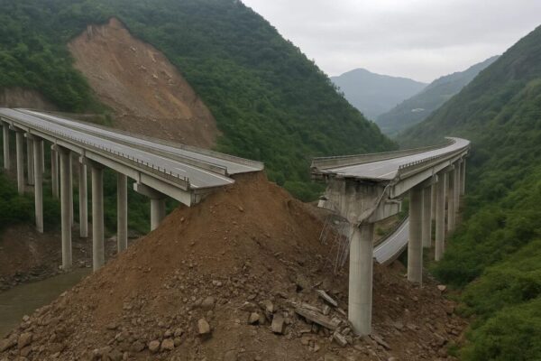 In der chinesischen Provinz Sichuan stürzte eine 758m lange Autobahnbrücke ein. Ursache war ein Erdrutsch, dem Risse vorausgingen. Es gab keine Opfer.