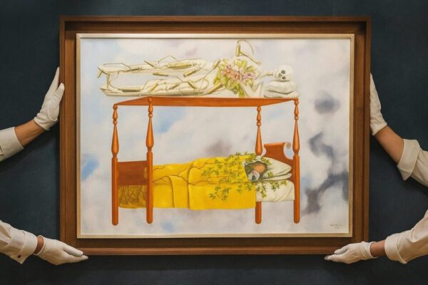 Frida Kahlos Selbstporträt „El sueño (La cama)“ erzielt bei Sotheby’s 54,7 Mio. Dollar und bricht den Auktionsrekord für Werke weiblicher Künstlerinnen.