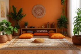 Erdfarben kombinieren leicht gemacht: Wir zeigen, wie Sie mit Beige, Terrakotta und Naturmaterialien (Lehmputz) Harmonie schaffen. Tipps zur Beleuchtung (2700 K) und Layering.