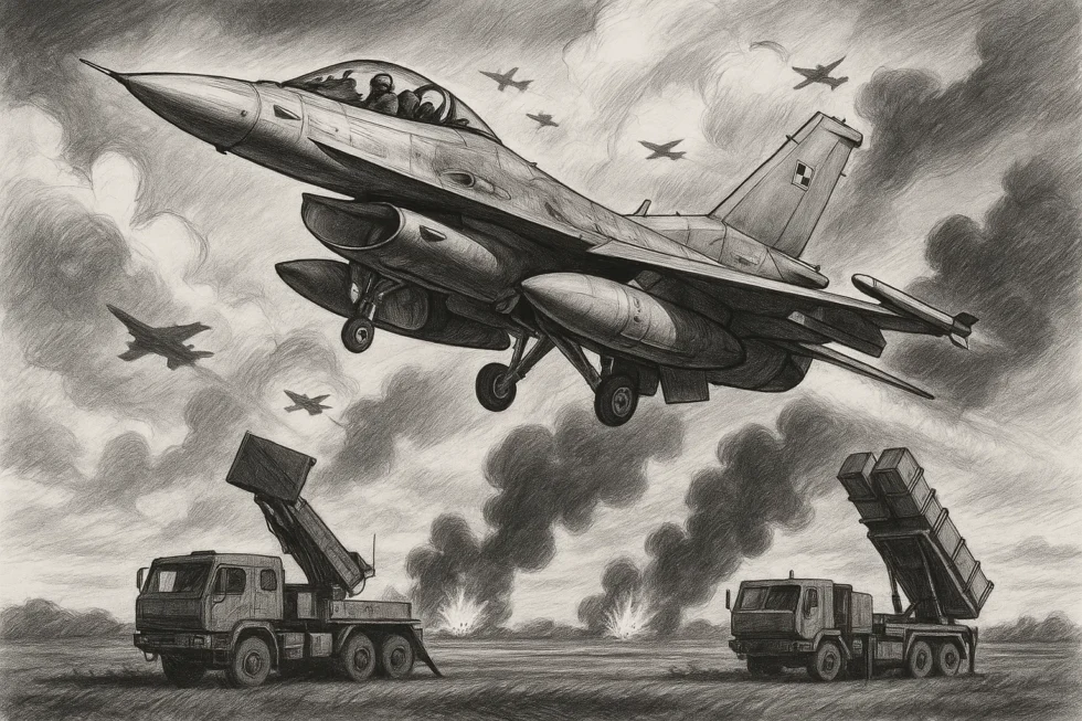 Polen reagiert auf neue russische Angriffe auf die Ukraine: F-16, Frühwarnflugzeuge und Luftverteidigungssysteme sind in maximaler Bereitschaft. Sicherheit im Luftraum verstärkt.