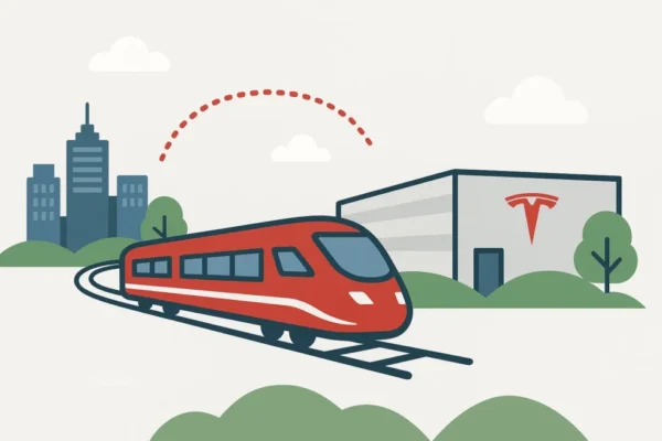 Tesla plant einen kostenlosen Direkt-Shuttle von Berlin-Ostbahnhof zur Gigafactory Grünheide ab Januar 2026. Route, Fahrzeit, Ziele und Hintergründe im Überblick.