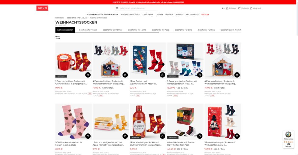 weihnachtssocken bei SOXO