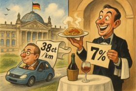 Der Bundestag beschließt ein umfangreiches Steuerpaket: Die Pendlerpauschale steigt auf 38 Cent/km für die ersten 20 km. Die Gastro-Umsatzsteuer sinkt dauerhaft auf 7%.