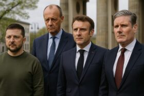 Berlin ist Schauplatz hochrangiger Ukraine-Friedensgespräche nach US-Plan. Selenskyj, Merz, Macron und Starmer nehmen teil. Merz warnt vor Gebietsabtretungen.