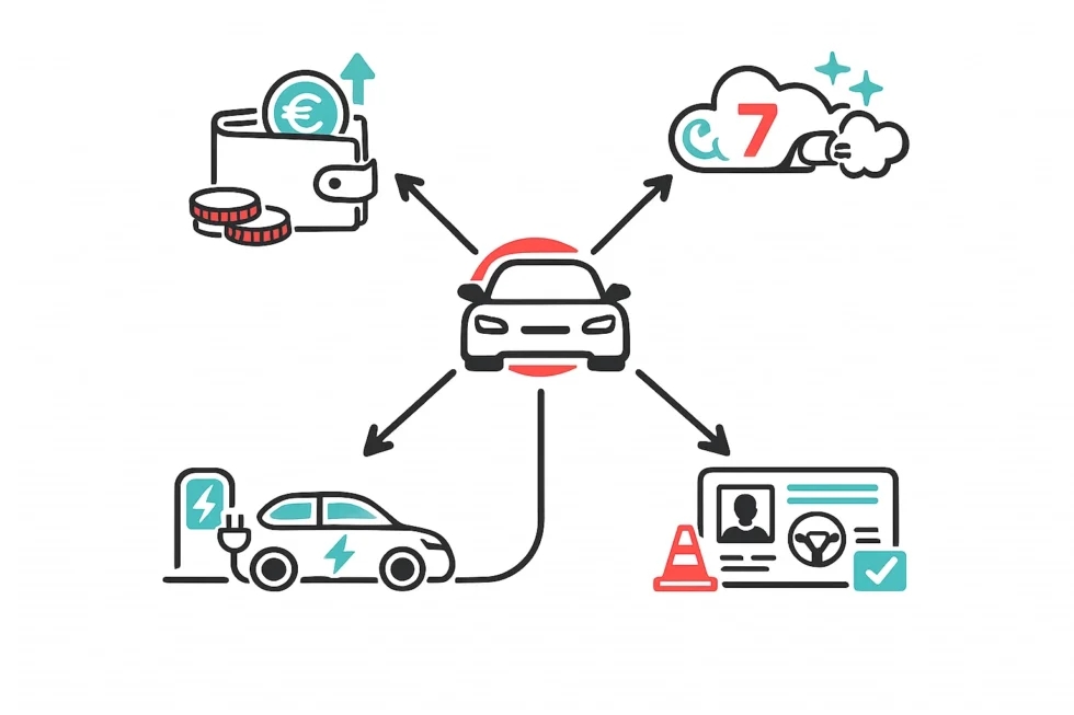 2026 bringt für Autofahrer tiefgreifende Änderungen: Euro-7-Norm, neue E-Auto-Förderung, CO₂-Preis, Pendlerpauschale, Versicherungen, Führerschein-Pflichten und Reisen im Ausland.