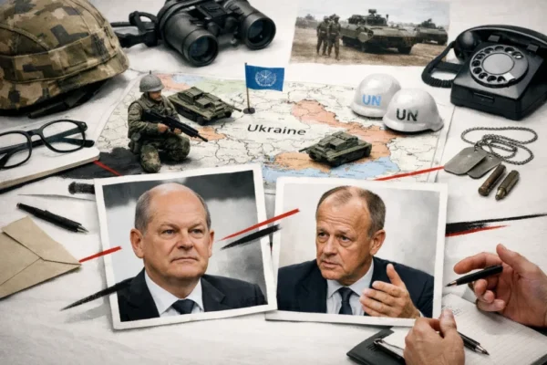 Deutsche Spitzenpolitiker diskutieren einen m&ouml;glichen Einsatz der Bundeswehr in der Ukraine im Rahmen einer EU- oder NATO-Friedensmission. Merz, Pistorius und Weber &auml;ussern sich.