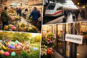 Alles zu Ladenöffnungen & Verkehr an Ostern 2026 in Deutschland. Wann haben Aldi, Rewe & Co. zu? Fahrpläne von Bahn & ÖPNV im Check. Jetzt stressfrei planen