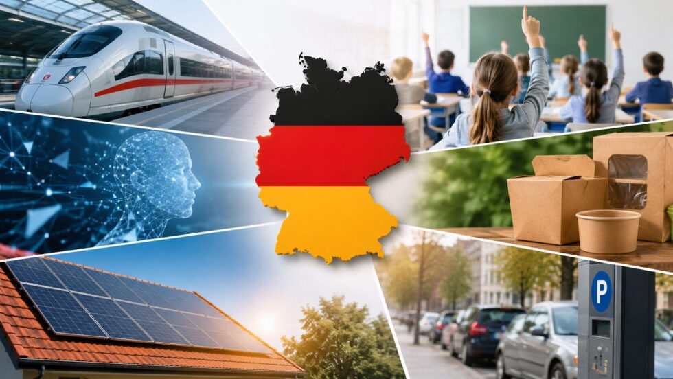 Was ändert sich in Deutschland ab August 2026? Alle wichtigen Änderungen im Überblick: BahnBonus, Ganztagsbetreuung, KI-Kennzeichnung, Solarförderung, PFAS-Verpackungen und Parken in Berlin.