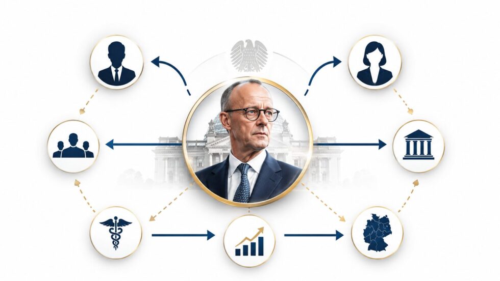 Friedrich Merz ordnet Bundesregierung, Kanzleramt und CDU neu. Thorsten Frei, Nina Warken, Carsten Linnemann und Philipp Amthor übernehmen zentrale Aufgaben. Weitere Wechsel sind möglich.