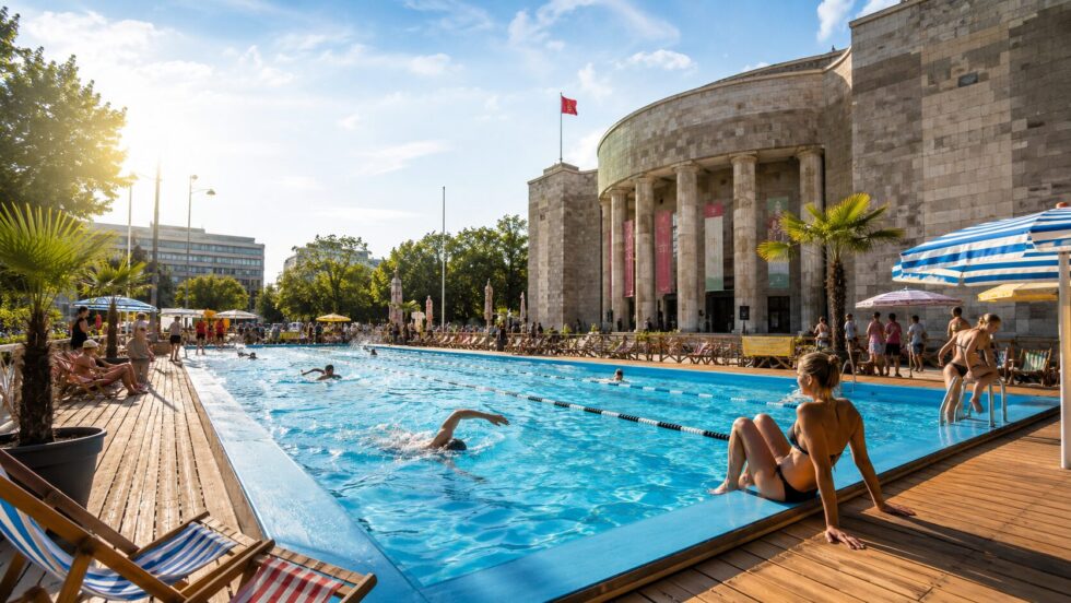 Volksbad Berlin öffnet am 7. August 2026 vor der Volksbühne. Erfahrt, wie ihr kostenlose Tickets ab 4. August bekommt, welche Regeln gelten und wann das Freibad geöffnet ist.